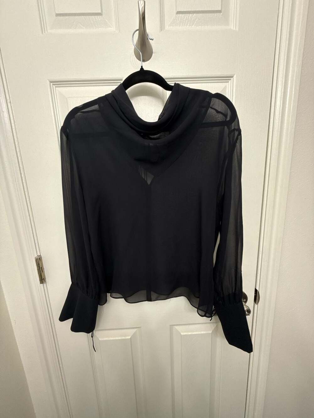 Topshop Boutique Sheer Silk Drop Hem Blouse Size 6